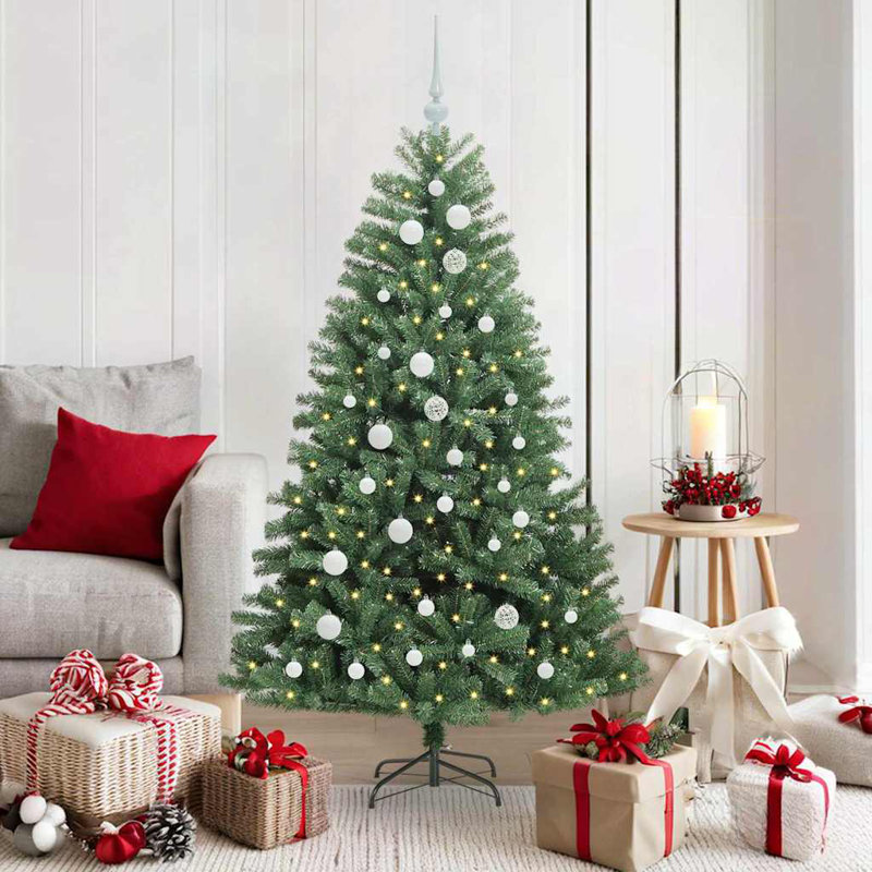 Artificial Hinged Christmas Tree Green PVC and Metal, 4.92 ft