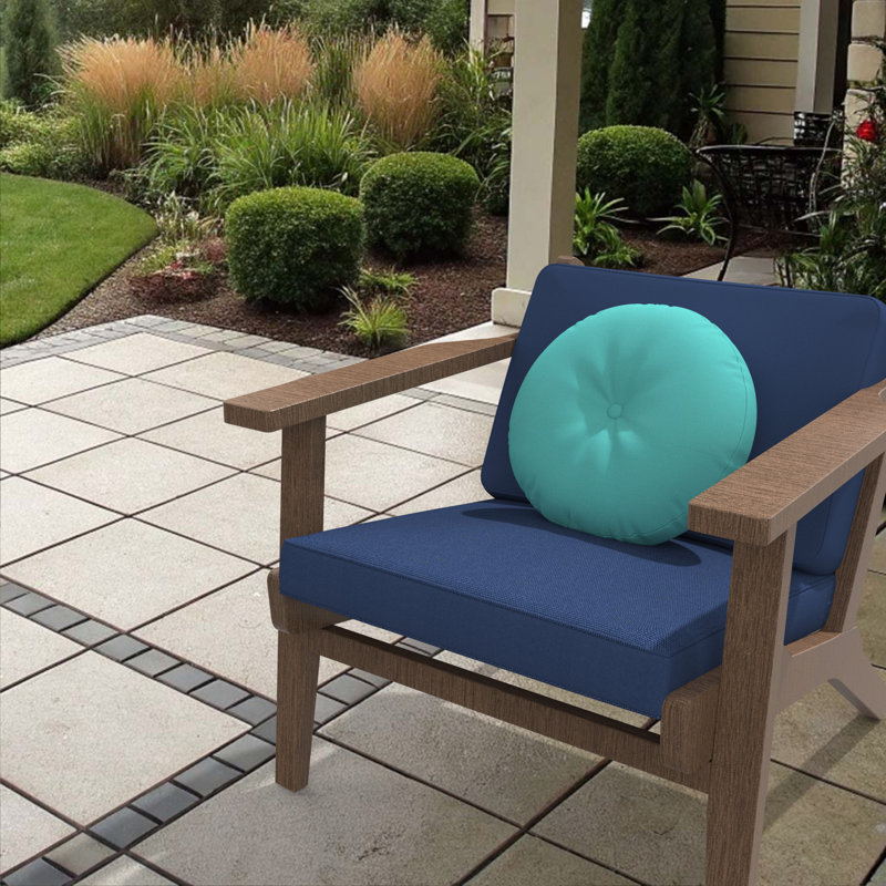 Coussin décoratif intérieur / extérieur Sunbrella, housse de coussin ronde de 18 pouces avec insert, Bleu clair, Rond 18 po
