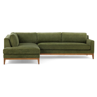Zyon 115" Fabric Bumper Chaise Sectional In Distressed Green Velvet
