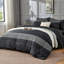 Ensemble d'édredon pour lit très grand Andency 7 pièces - lit dans un sac rayé blanc et noir, ensemble de literie toutes saisons en microfibre douce avec édredon, drap-housse, taies d'oreiller et taies décoratives-124609747-124609754