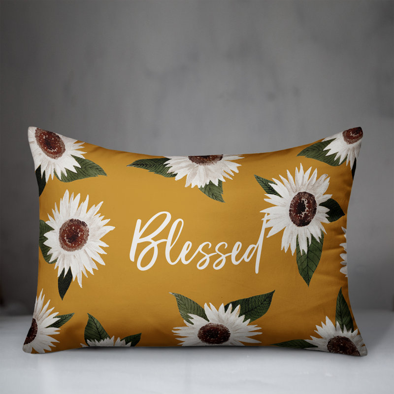 Floral Outdoor Reversible Throw Pillow, Yellow