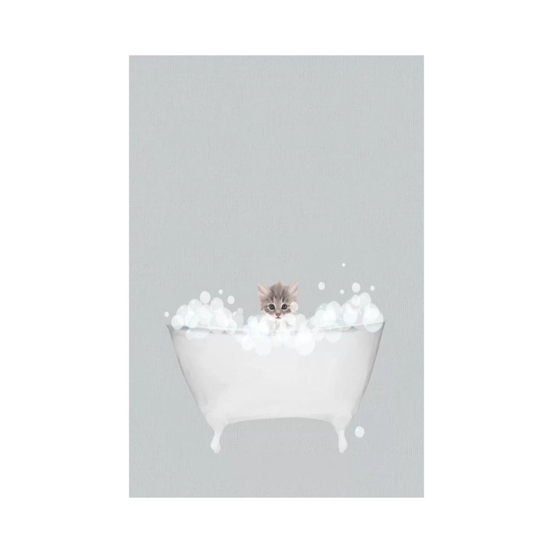 Bain bleu chaton par Leah Straatsma-reproduction d’art, H 60 po x l 40po x P 1,5 po, Toile tendue, Pas de tapis