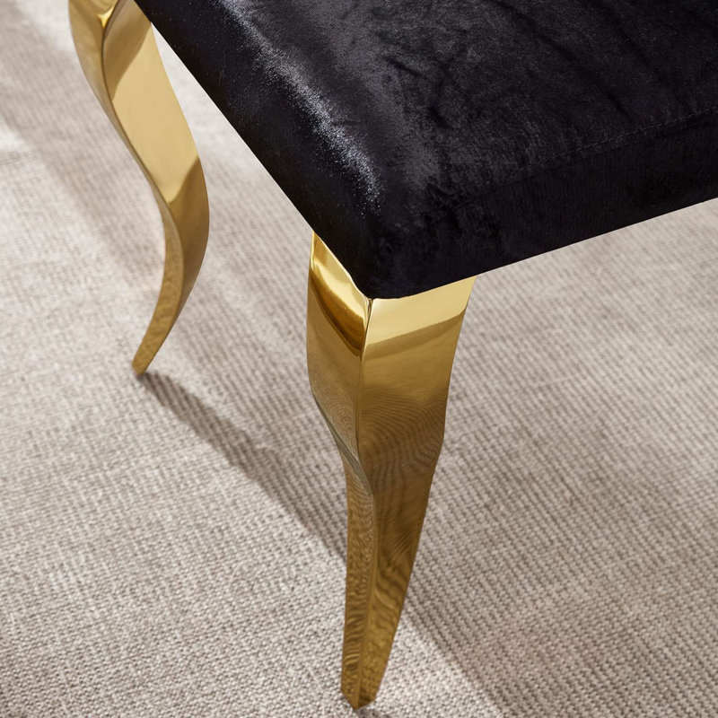 Chaise en velours Franciska, Noir, Or