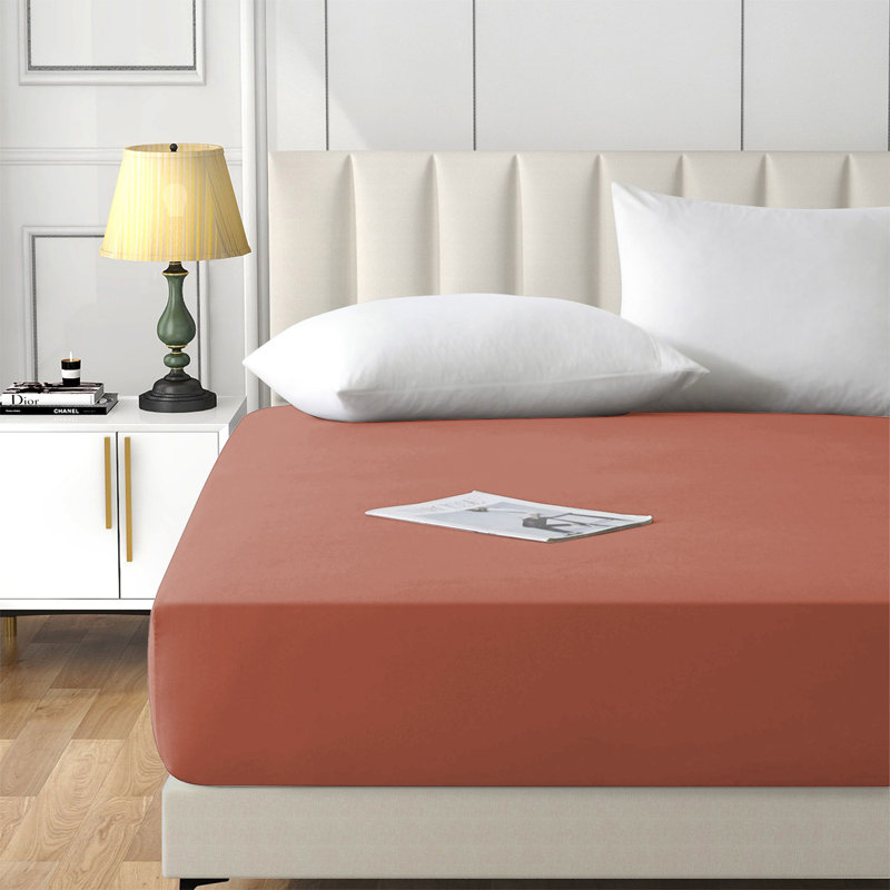 Brushed Microfiber 40cm Deep Fitted Bed Sheet, Peach, Super King (6')