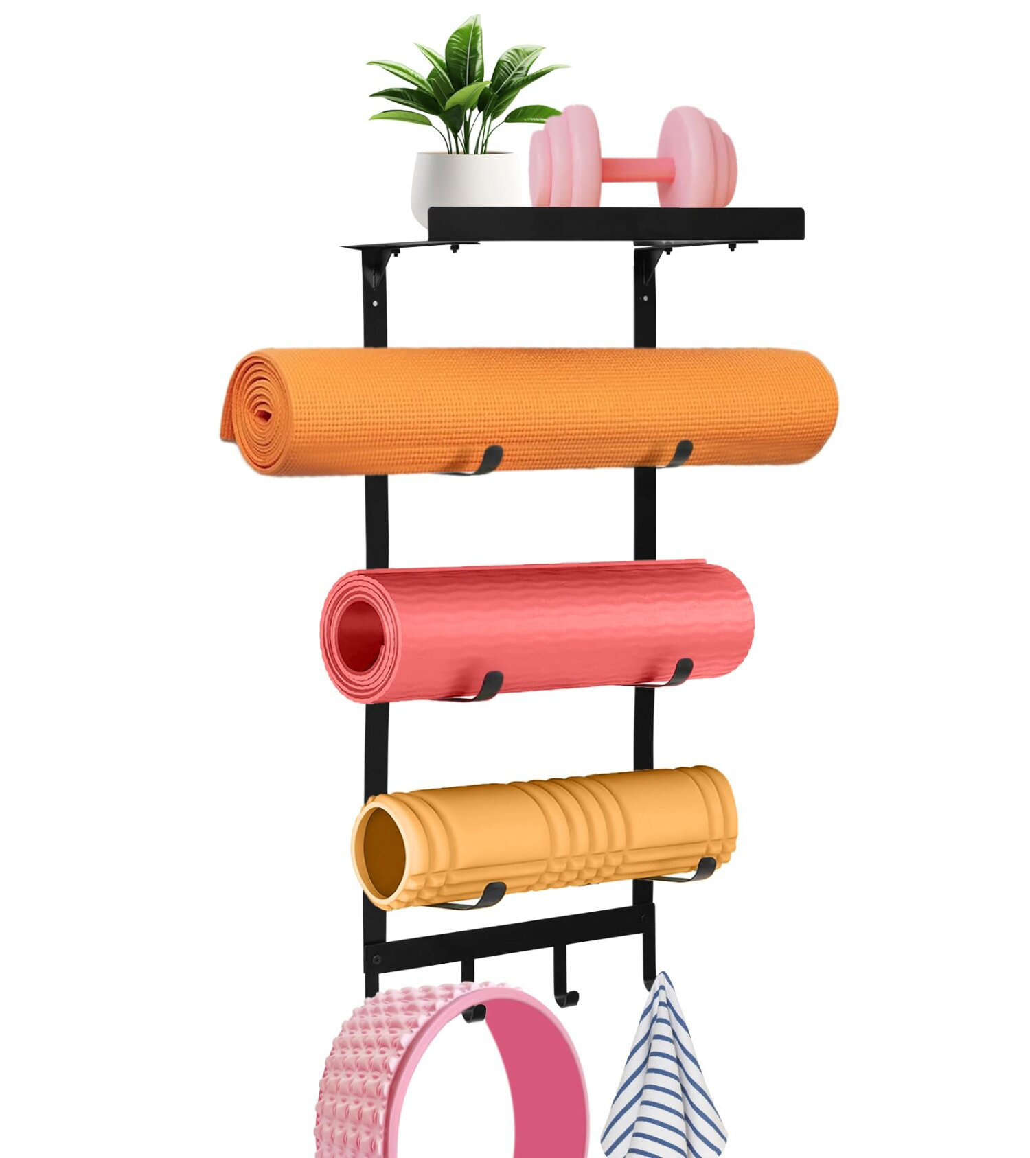 Rebrilliant Yoga Mat Holder Wall Mount,Yoga Mat Rack with Floating ...