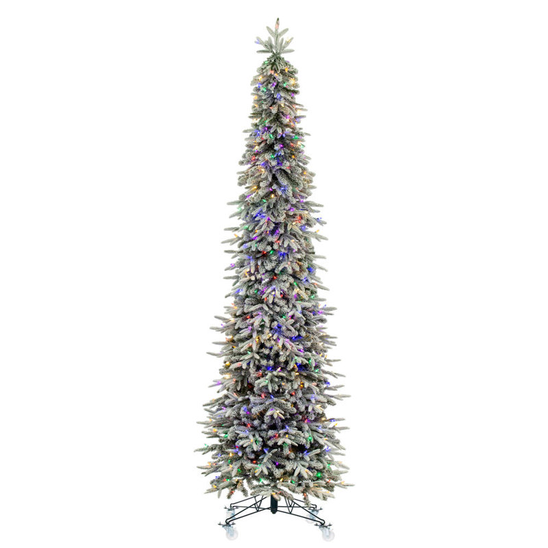 Artificial Fir Christmas Tree with Lights, 7.5', Clear/White