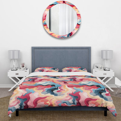 Blue And Pink Nomad Camo Elegance II - Ensemble de housse de couette camouflage