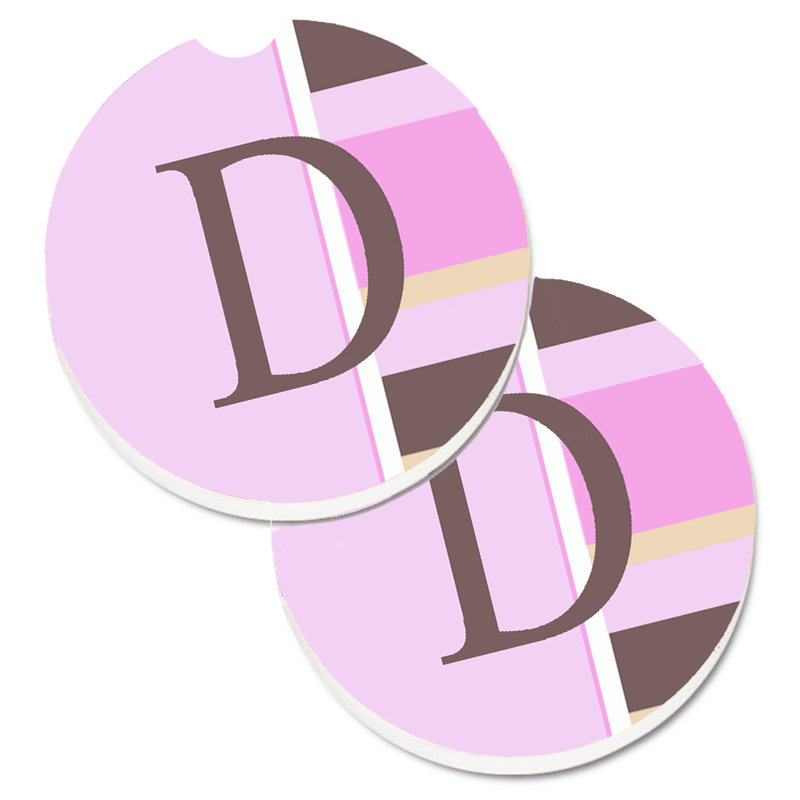 Sous-verre voiture monogramme initial, D, Rose