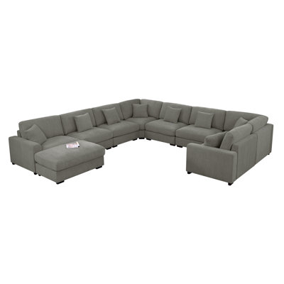 Chenille Modular 12-piece Oversized Reversible Corner Sectional