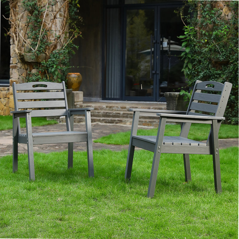 Ensemble de chaises de terrasse d'extérieur DPE, nécessitant peu d'entretien - pour les jardins, les cours et les terrasses - Gris (dossier)