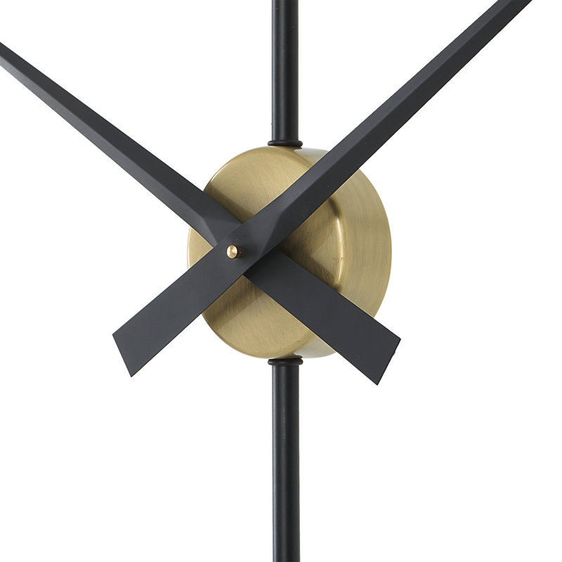 Mid-Century Modern Brass and Black Metal Wall Clock