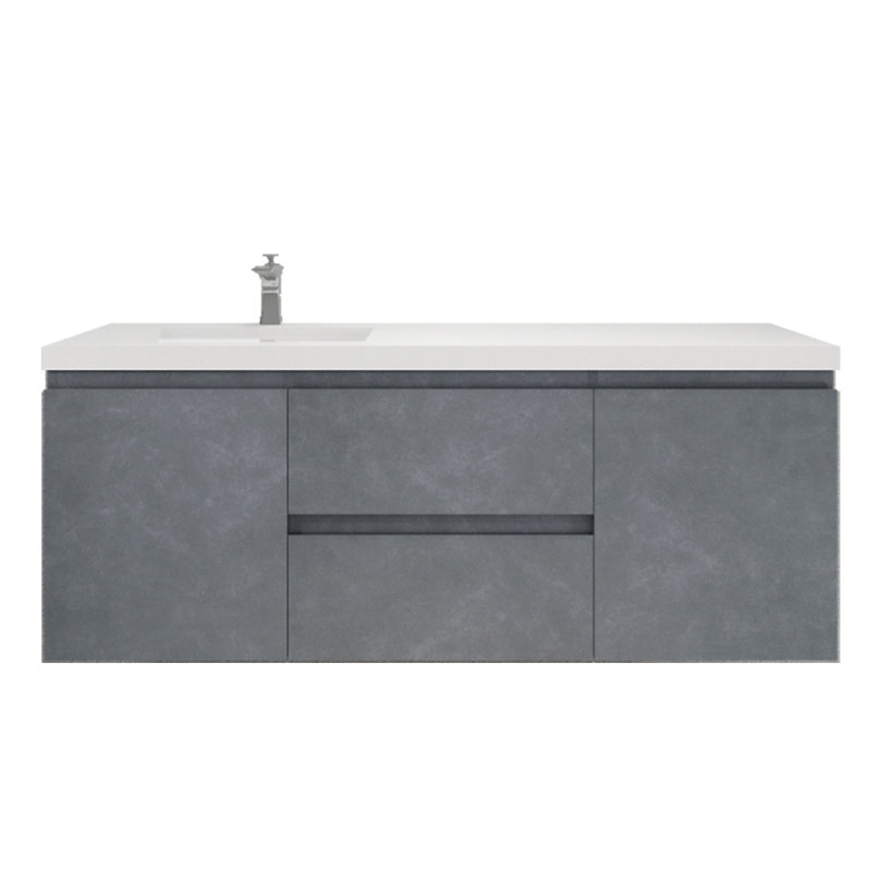Single Bathroom Vanity with Acrylic Top, Cement Grey