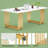 71-Inch Soft White Executive Desk with Gold Metal Frame, Rectangular MDF Work Surface