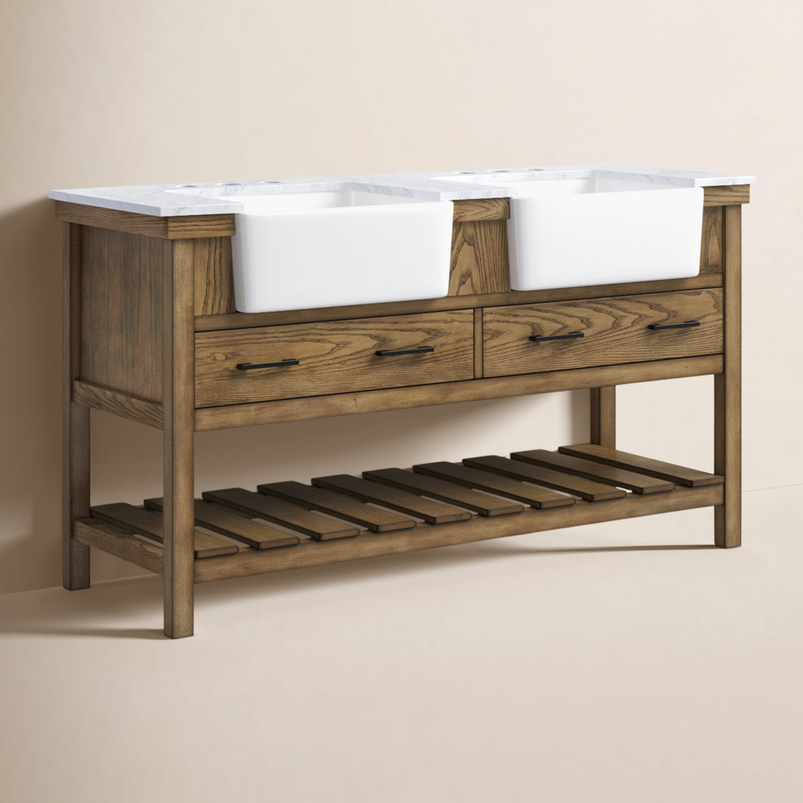 Pelaghia 60'' Double Bathroom Vanity, Dark Brown