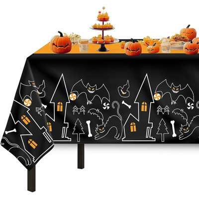 3-Pack Halloween Tablecloth Set, Spooky Rectangular Table Covers for Halloween Decorations, Festive Party Table Decor for Indoor and Outdoor Celebrations, Haunted House and Seasonal Gatherings