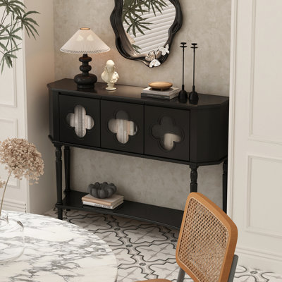 Console demi-cercle en bois massif noir