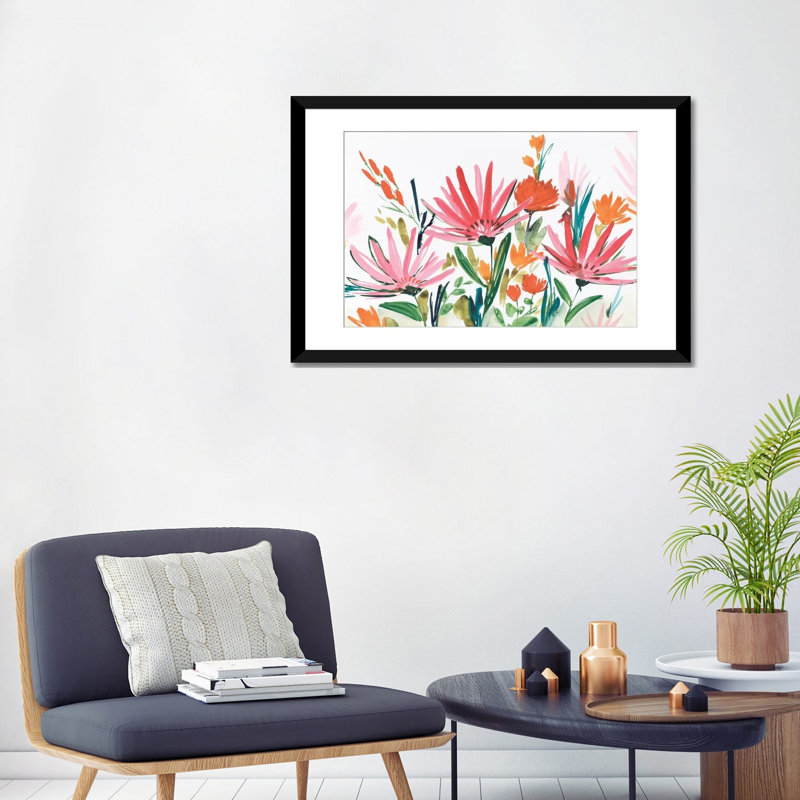 « rose », impression sur toile, Papier d'art encadré noir, H 16 po x l 24 po x P 1 po