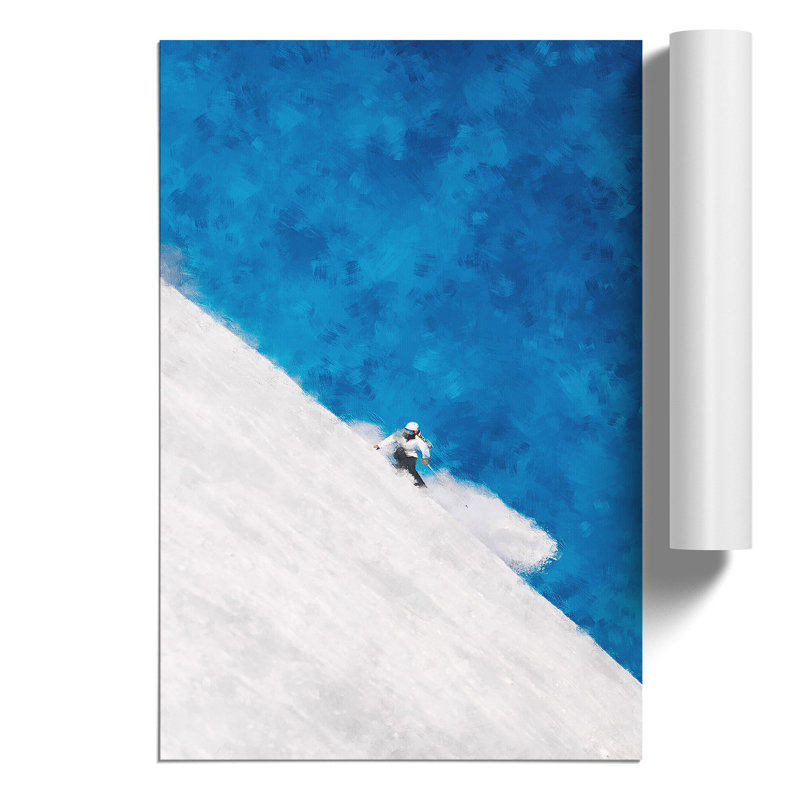 Skiing Painting - Frameless Print, 42cm H x 30cm W x 0.1cm D