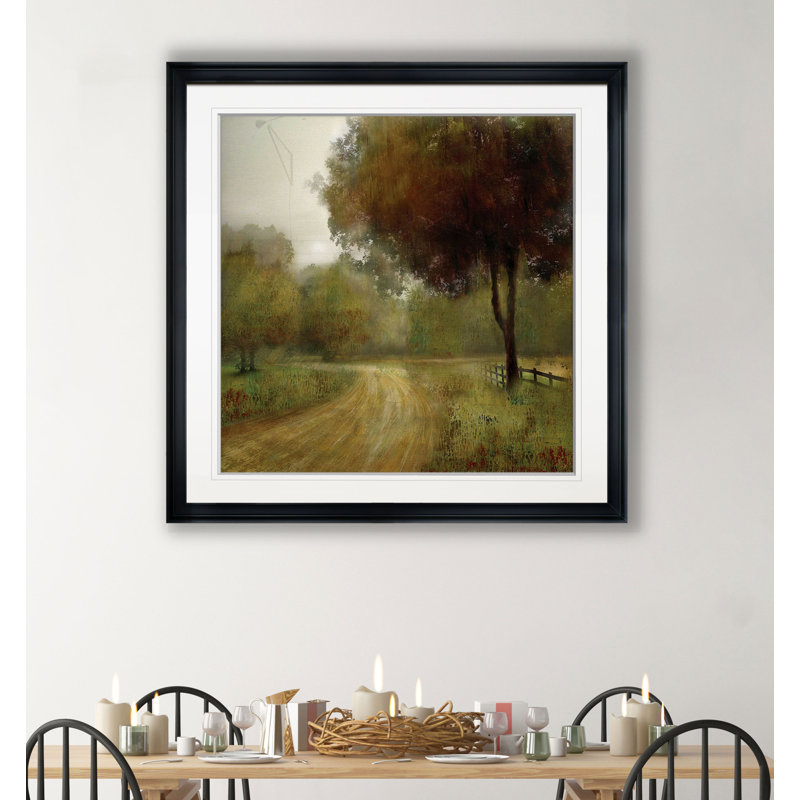 «Country Road», reproduction de peinture à l'huile, H 17,5 po x l 17,5 po x P 1,5 po, Encadré dans du plastique noir