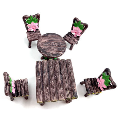 6PCS Garden Furniture Miniature Table And Chairs Set -  Trinx, FCE09D0116D049EC913B5CE8E60B45BA