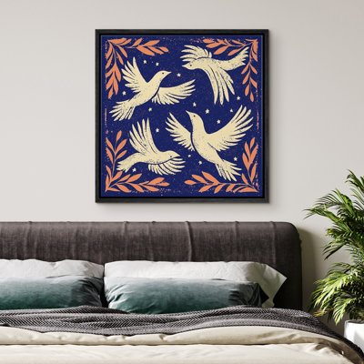 «Blue Peace Dove Pigeon Bird», impression sur toile encadrée