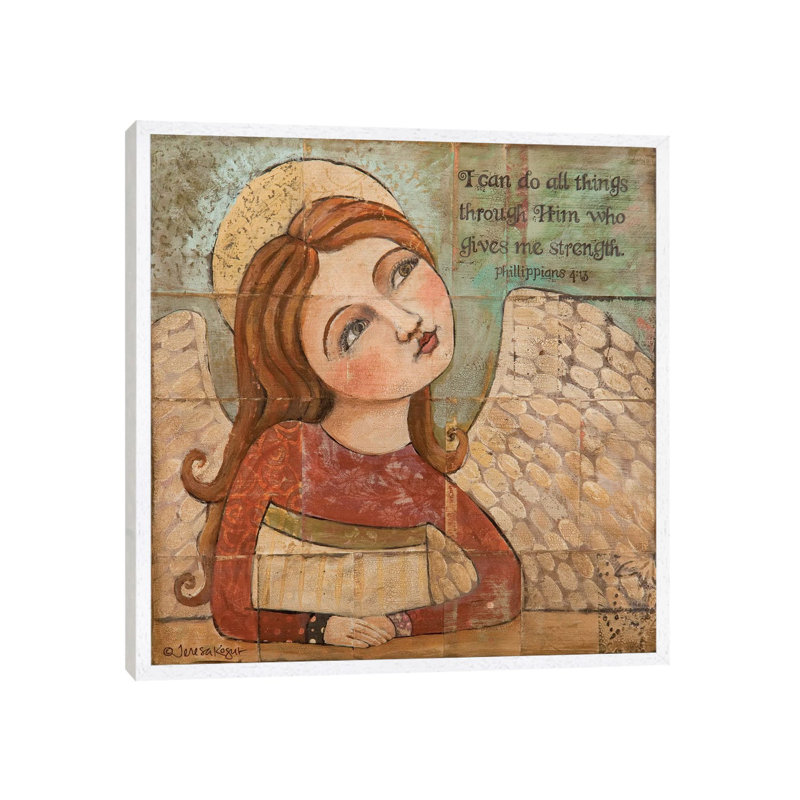 He Gives Me Strength by Teresa Kogut - Painting on Canvas, White Framed, 45.72 cm H x 45.72 cm W