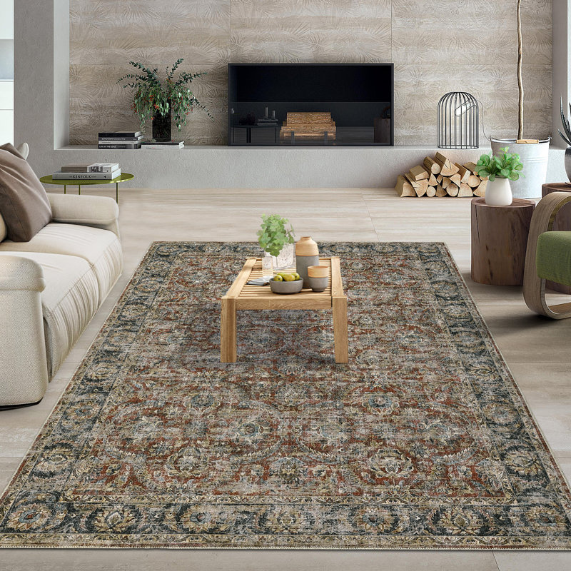 Luedora Washable Oriental Rug, Rectangle 9 pi x 12 pi
