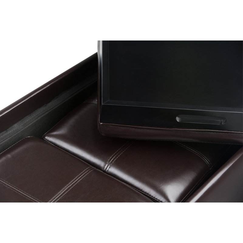 Brown Faux Leather 5-Piece Storage Ottoman Set