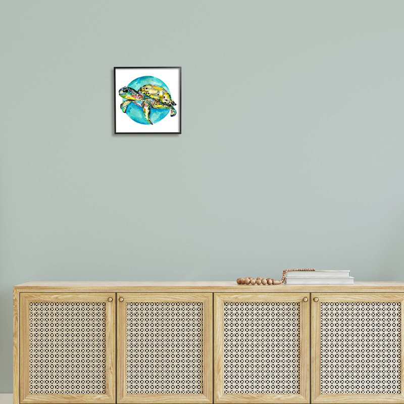 Tortue marine, art de la giclée par Sebastian Grafmann, H 12 po x l 12 po x P 1,5 po, Giclée encadrée noir minuit