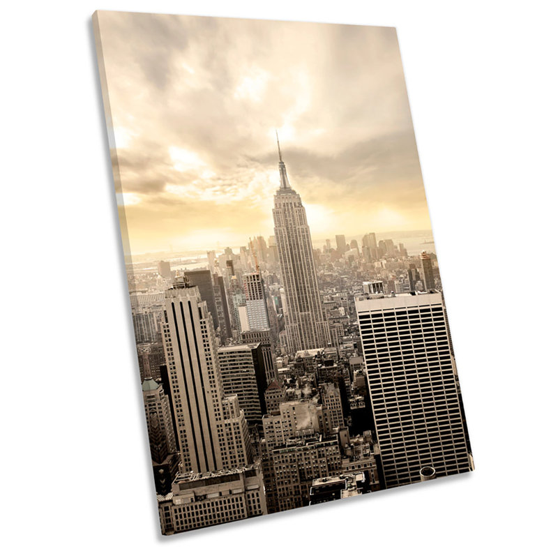 New York City Skyline Cream - Wrapped Canvas Print, 91.4cm H x 61cm W