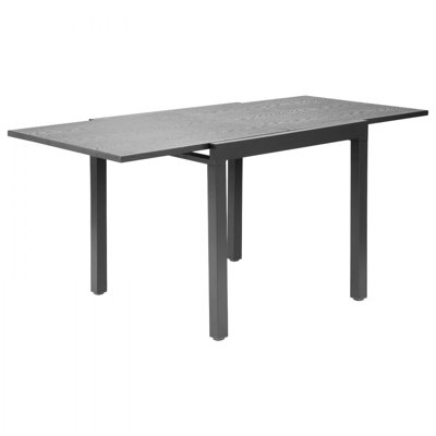 Table de salle à manger extensible d'extérieur pour le patio, tables de bistro rectangulaires de 32 à 63 pouces pour la cour pour 4 à 6 personnes, lattes en acier et métal en acier, grands meubles toutes saisons pour porche de jardin, gris foncé