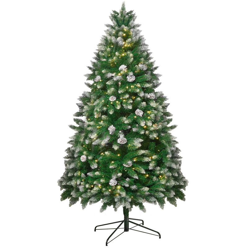 Stephanie 5'/6'/7' Pre-Lit Lighted Artificial Christmas Tree With Snowflakes And Pinecones, 5'