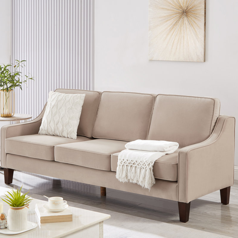 Canapé rembourré en velours 3 places avec coussins amovibles pour la chambre à coucher Livingrooom, Taupe