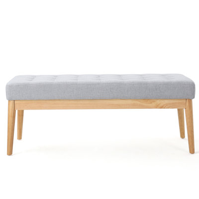 Grey Bench With Solid Birch Legs For Cozy Living Room Button- Cover And