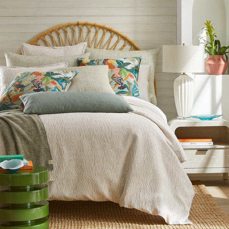Paradise Duvet Set – Wheat Cotton and Linen | 1 Duvet Cover + Euro Shams | Inserts Not Included