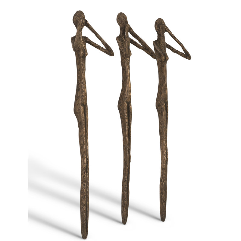 "See, Speak, Hear No Evil", art mural 3 pièces, Bronze