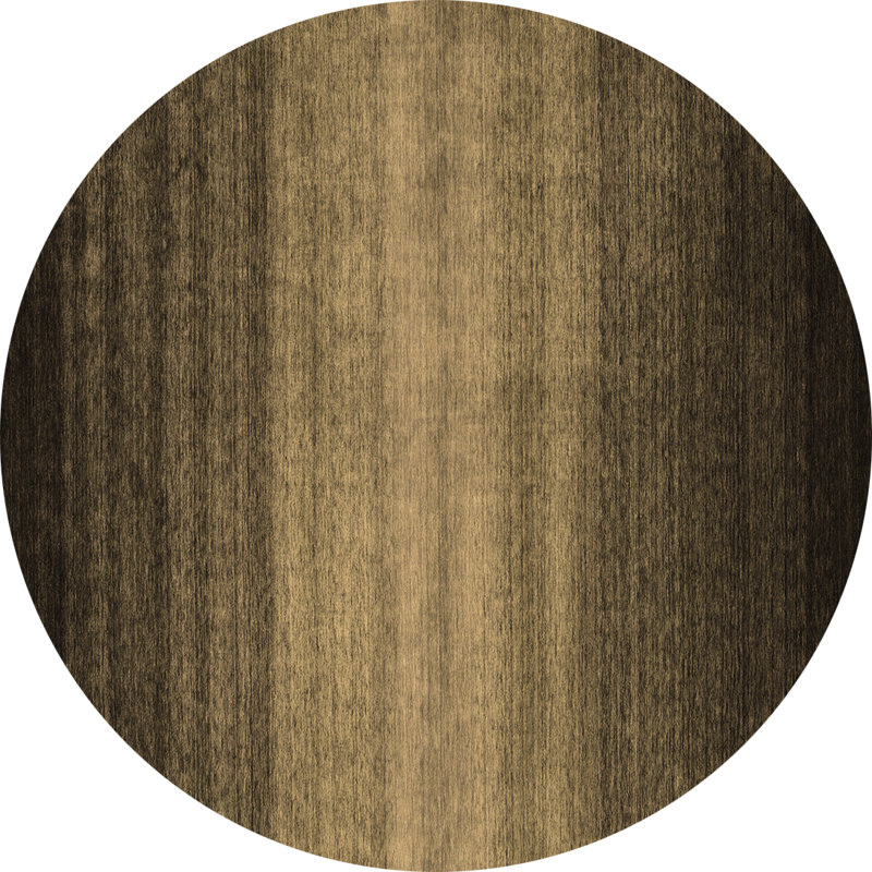 Tapis contemporains brun lavable à la machine 2643, Rond 4 pi