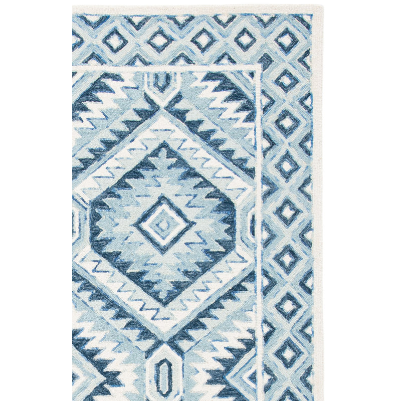 Tapis géométrique en laine et en coton touffeté à la main Neher Metro, Carré 6 pi