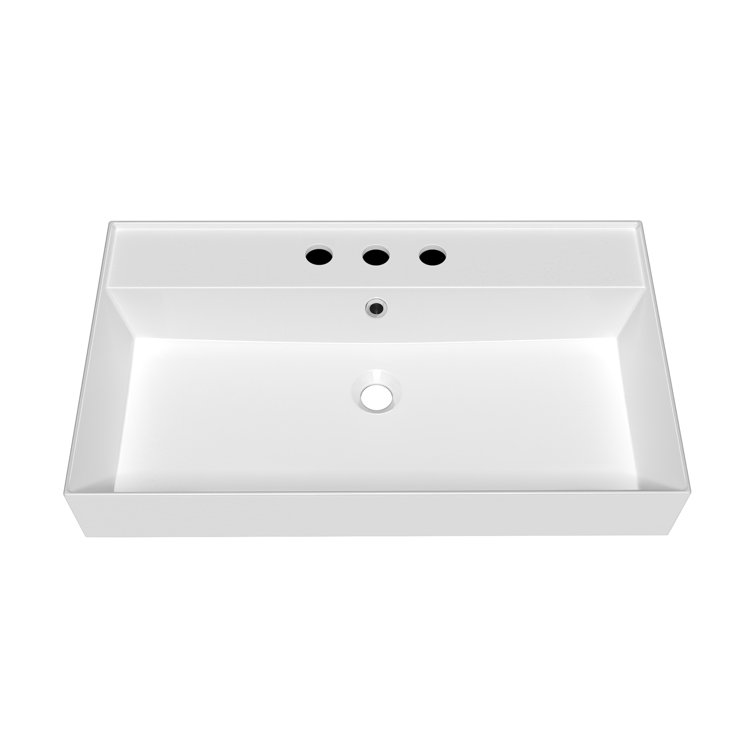 Whitehaus Collection 32" Rectangular Wall Mount Basin With Faucet Drilling Options And Overflow