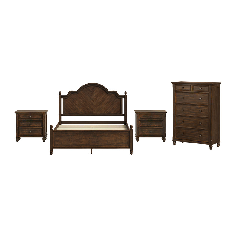 Ensemble de chambre à coucher Aubel, Noyer foncé, 2 Pcs: Bed, Dresser, Grand lit