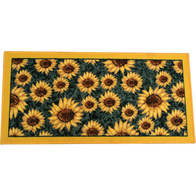 Alonya Floral Polyester Non-Skid Kitchen Mat