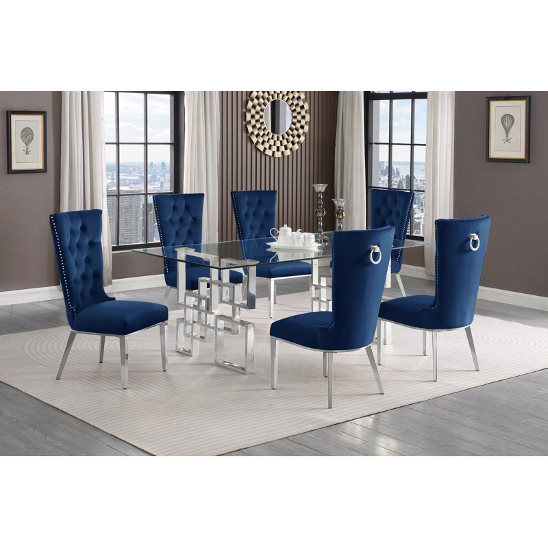 5 pièces Ensemble repas, 7, Bleu marin / Argent