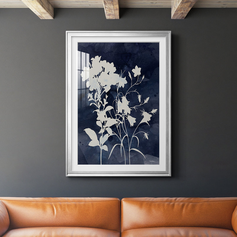 Reproduction encadrée de qualité supérieure Indigo Botanical II - prêt à être accroché, H 42,5 po x l 30,5 po x P 1 po