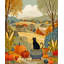 «Black Cat and Pumpkins Autumn Harvest», art mural sur toile tendue-293465702