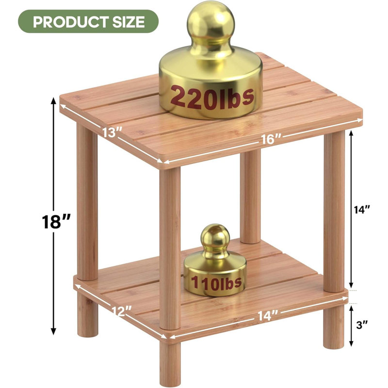 Table d'appoint d'extérieur Table d'extérieur à 2 niveaux pour tables d'appoint Adirondack pour table de bout en bambou d'extérieur ou d'intérieur pour porche de piscine Résistant aux intempéries