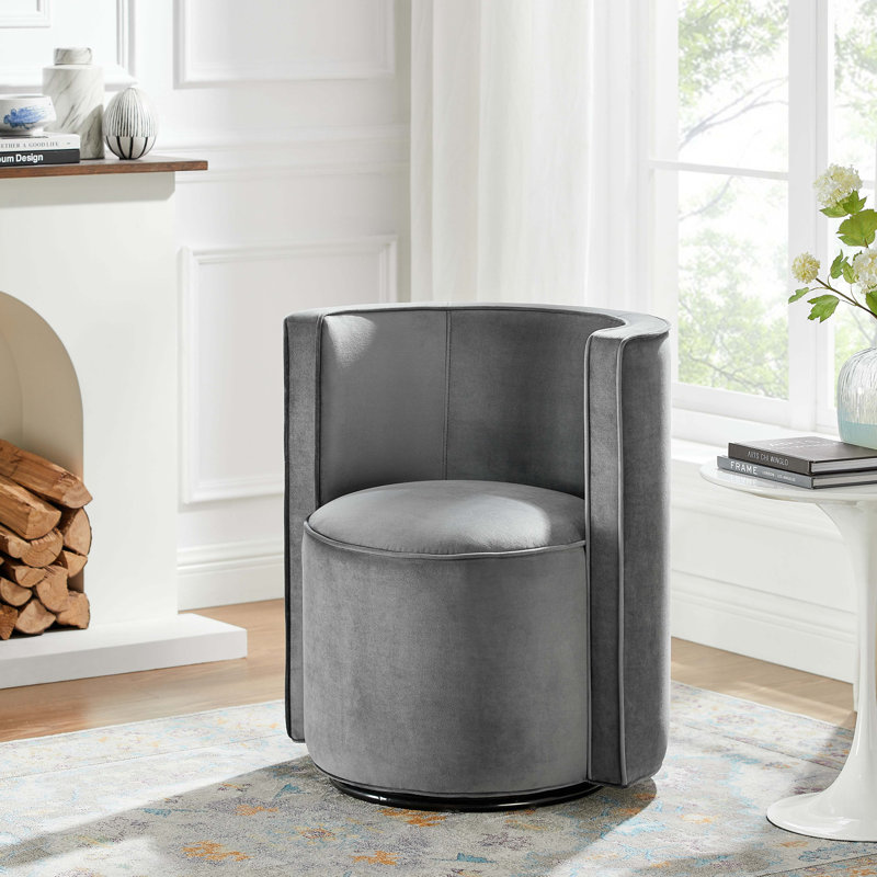 Fauteuil pivotant en tissu de velours Della Performance, Velours gris