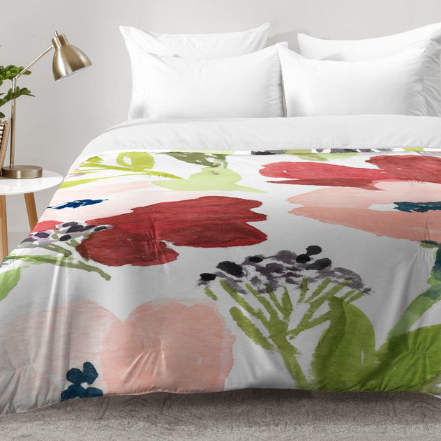Laura Trevey Modern & Contemporary Polyester Floral Comforter, King Comforter + 2 King Shams