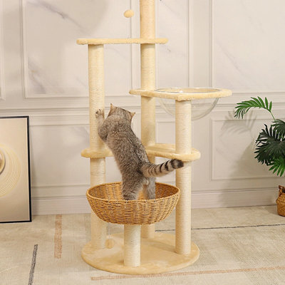 Arbre à chat 5 niveaux avec condons, perchoir, griffoirs