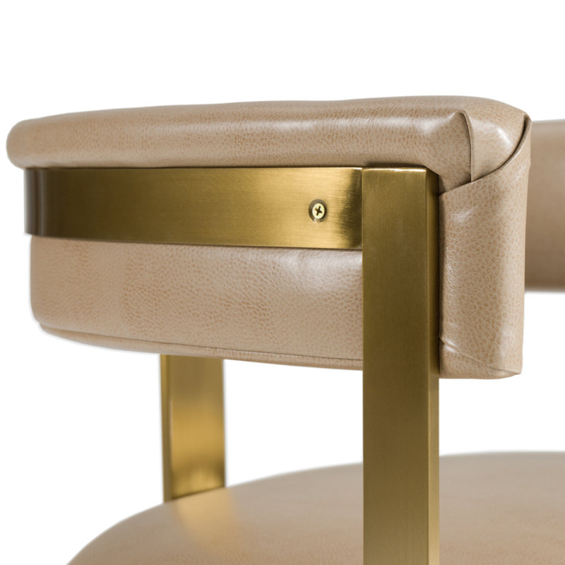 Ferol - Chaise moderne en similicuir, Brown/Gold
