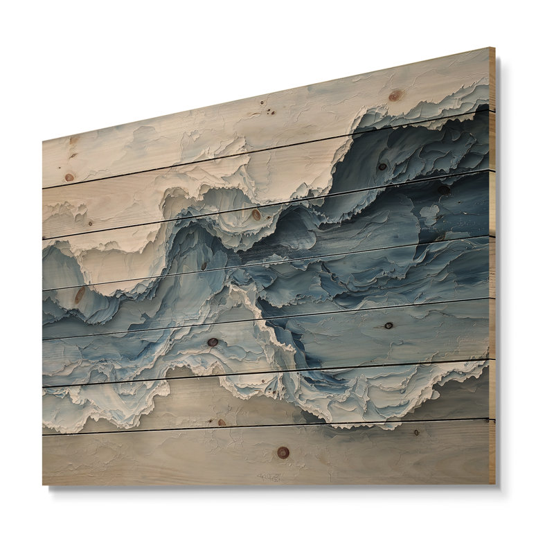 Vagues vagues de l'océan III - art mural en bois côtier - sur bois de pin naturel, H 30 po x l 40 po x P 0,78 po